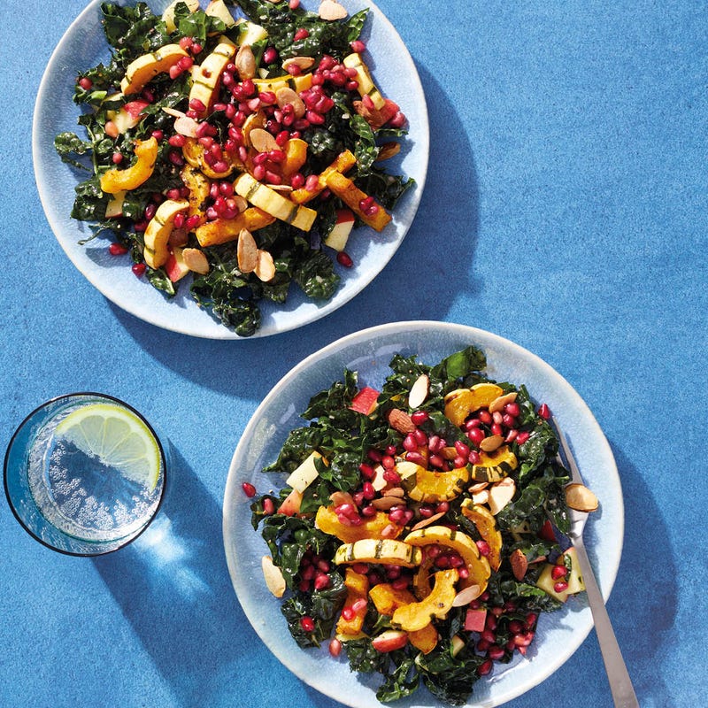 Salade de chou, courge rôtie et grenade
