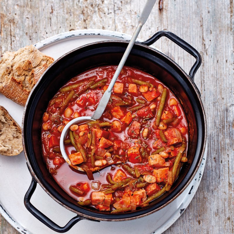 Foto van Bonen-tomatenpannetje met casselerrib door WW