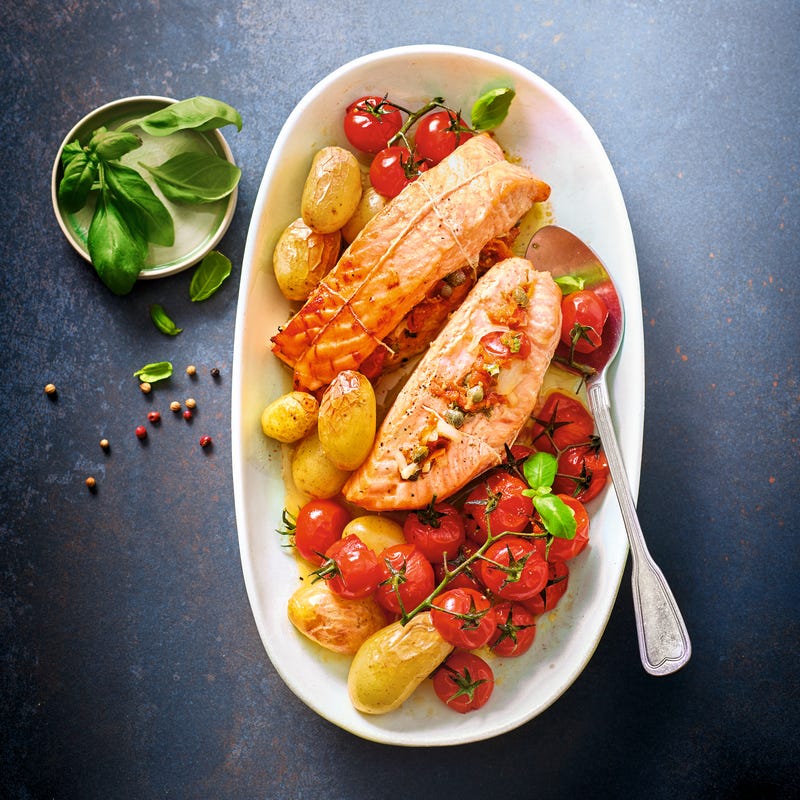 Photo de Pavés de saumon, tomates cerise et Noirmoutier prise par WW