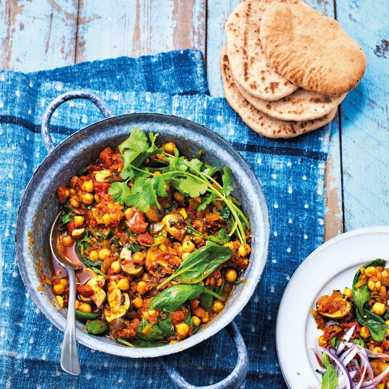 Foto van Kikkererwtencurry met spinazie en champignons door WW