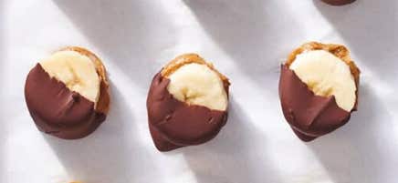 Frozen chocolate-dipped banana bites