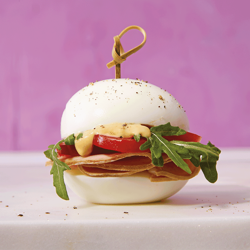 Smoked turkey egg slider