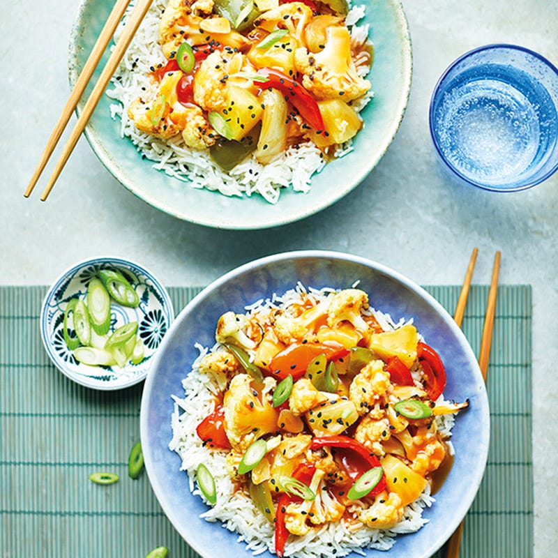 Blumenkohl süß-sauer mit Reis