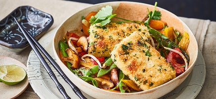 Tofuschnitzel mit Asiagemüse