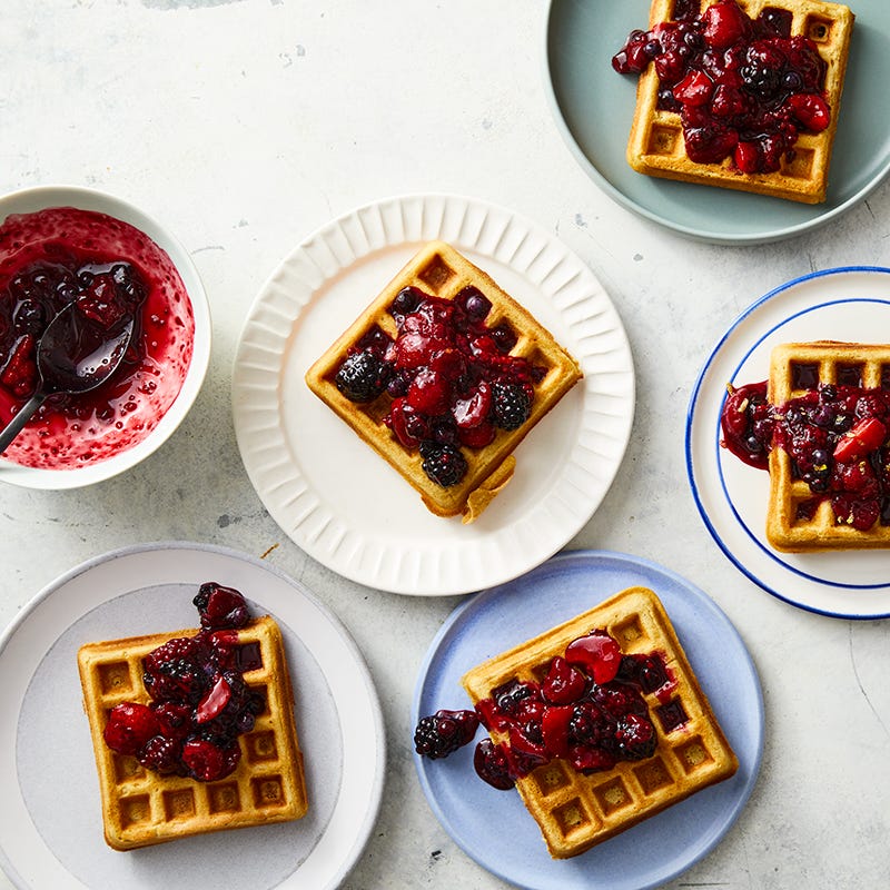 Belgian Waffles with Easy Lemon-Berry Compote