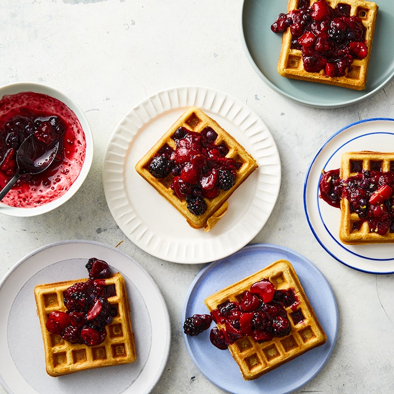 Belgian Waffles with Easy Lemon-Berry Compote