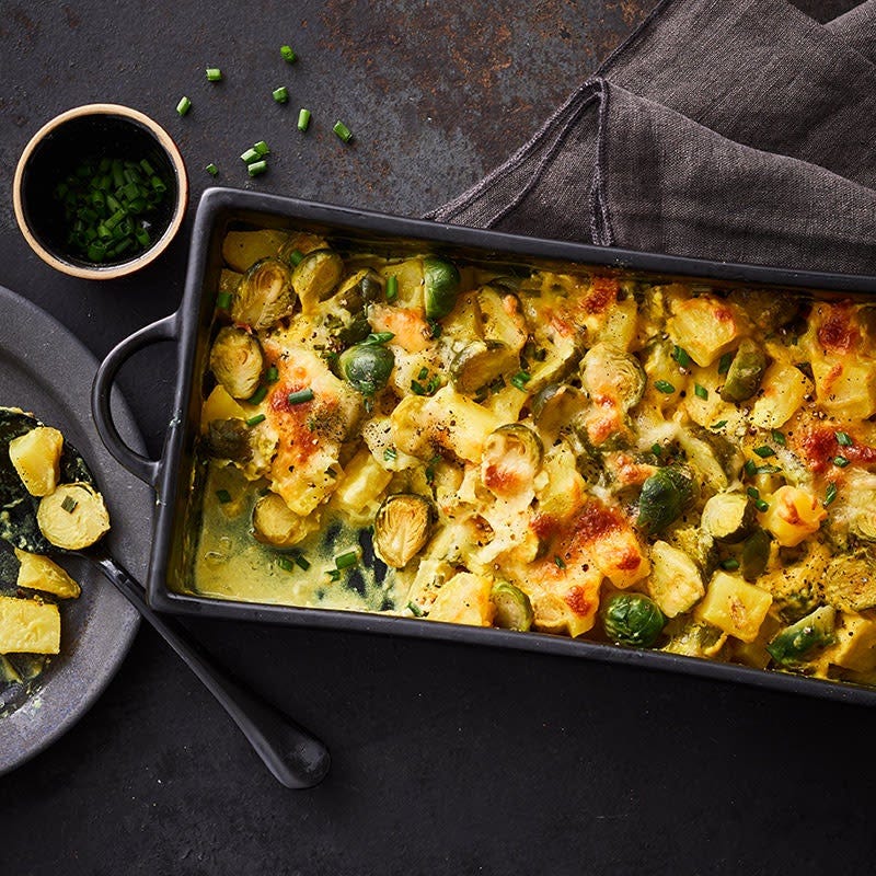 Rosenkohl-Kartoffel-Gratin