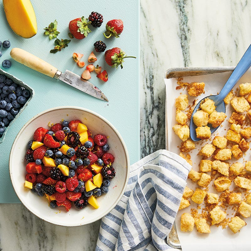 Fruit Salad with Brioche Croutons