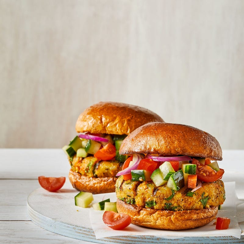 Middle Eastern Turkey Burgers with Israeli Salad