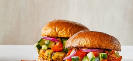 Middle Eastern Turkey Burgers with Israeli Salad