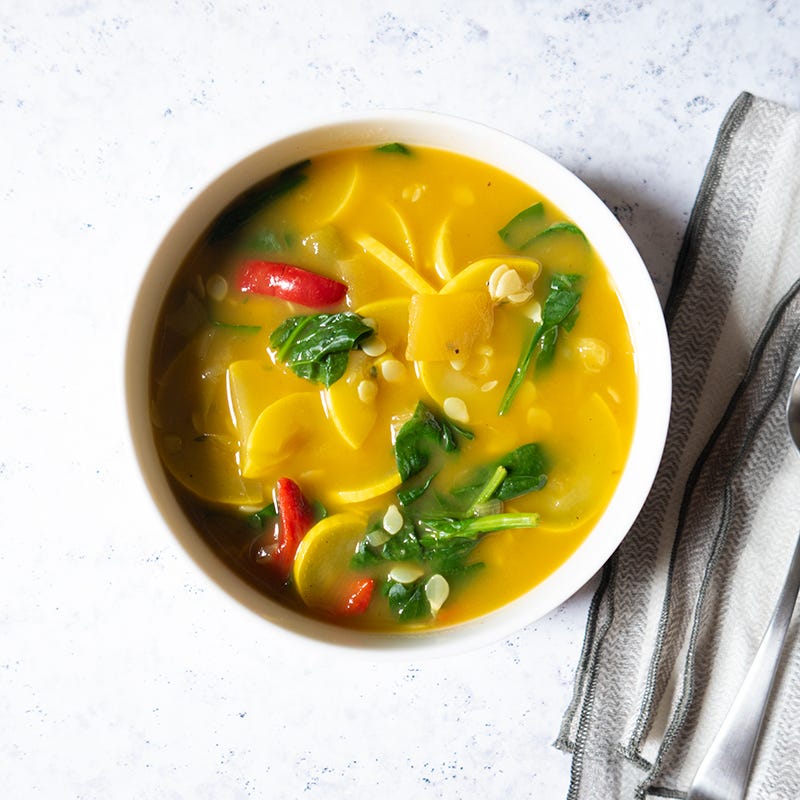 Photo of Easy Yellow Squash, Pepper & Spinach Soup by WW