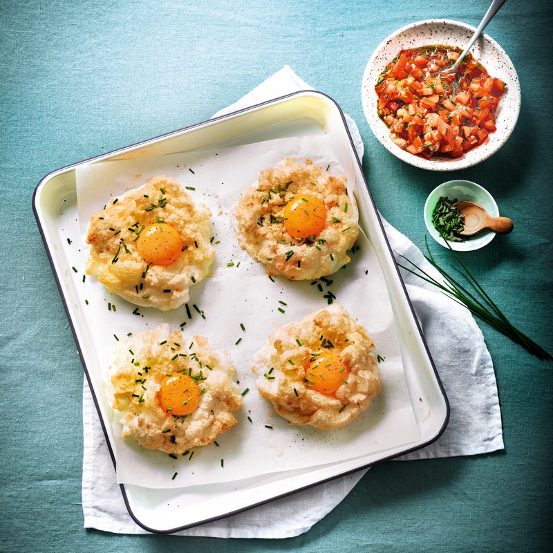 Photo de Œuf nuage ciboulette parmesan et salsa de tomate prise par WW