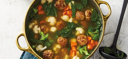 Vegetable Soup with Chicken Meatballs