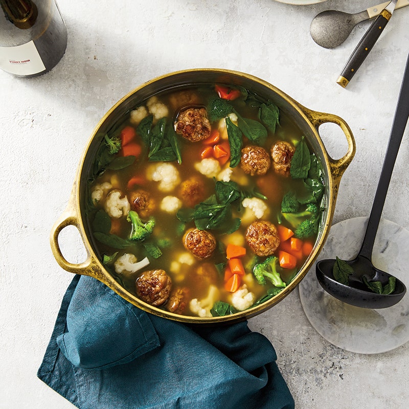 Vegetable Soup with Chicken Meatballs