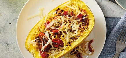 Spaghetti Squash with Chorizo & Manchego