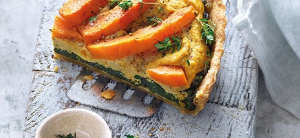 Quiche vegan à la courge et aux épinards