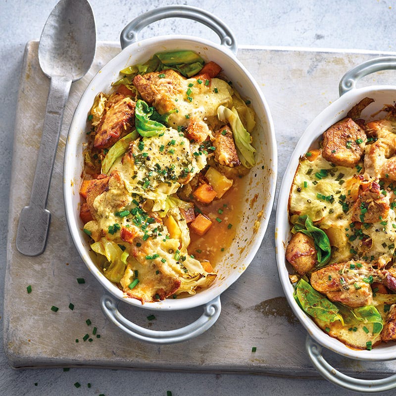 Schweinefilet-Spitzkohl-Auflauf mit Skyr