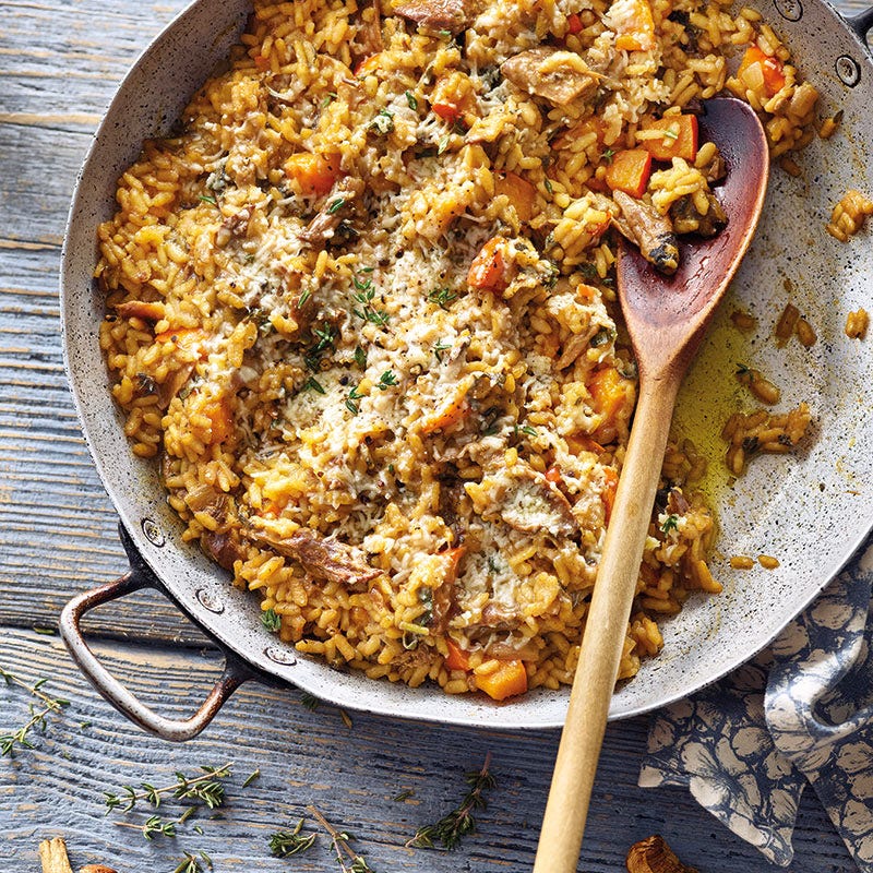 Ofenrisotto mit Kürbis und Pilzen