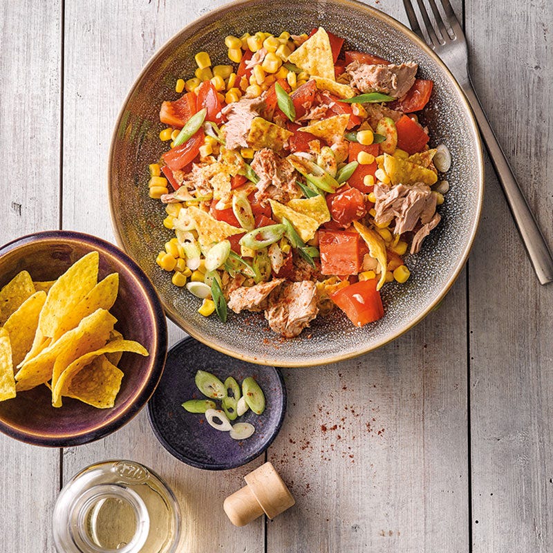 Mais-Thunfisch-Salat mit Himbeerdressing