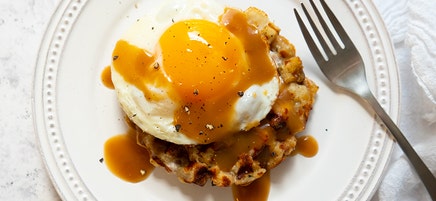 Thanksgiving leftover stuffing waffles