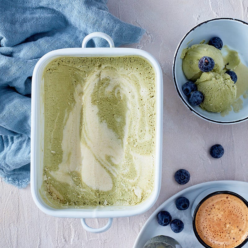 Matcha-Eis mit Tonka