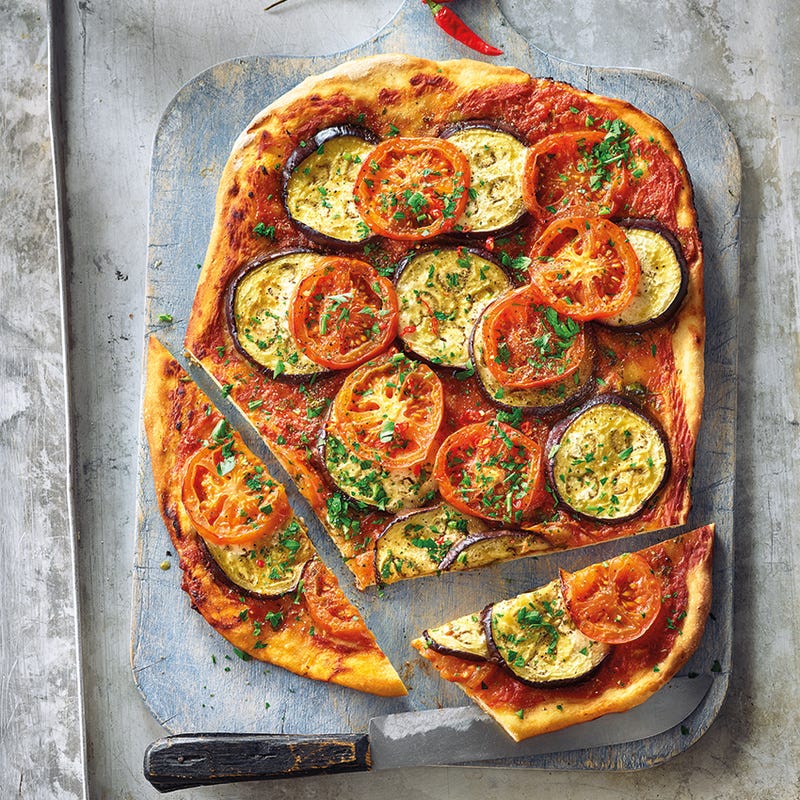 Foto van Pittige focaccia met tomaat en aubergine door WW