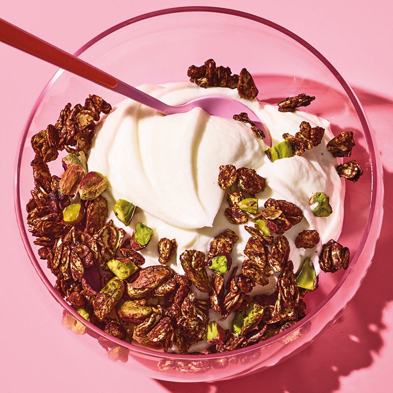 Granola mit gesalzenen Schokopistazien