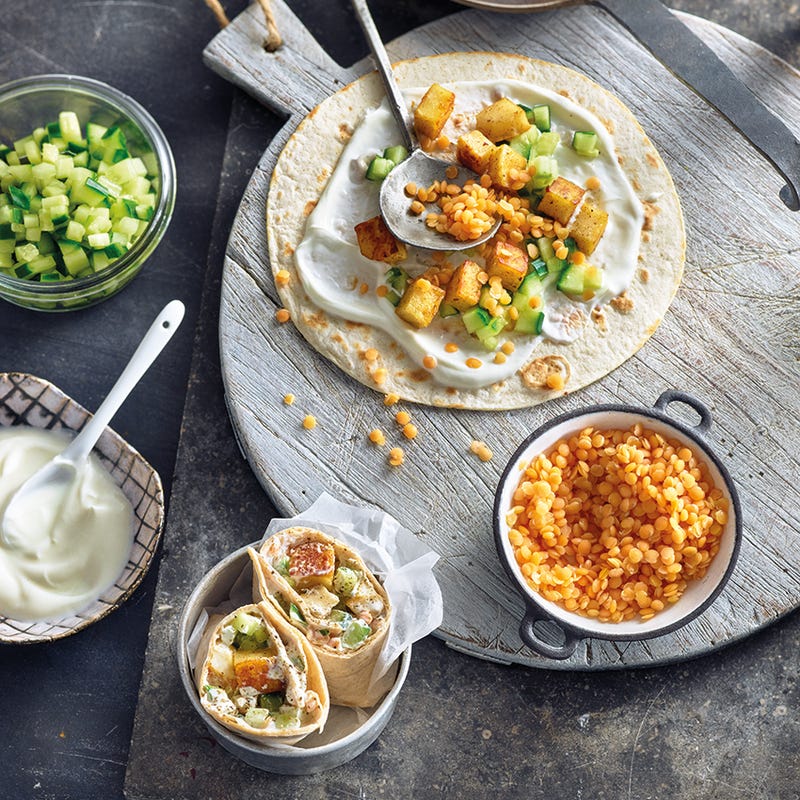 Foto van Wrap met linzen en halloumi door WW