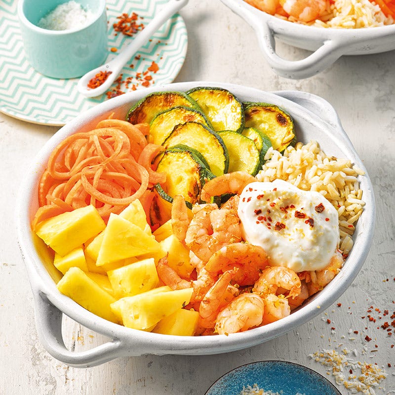 Crevetten-Bowl mit Kokosdressing