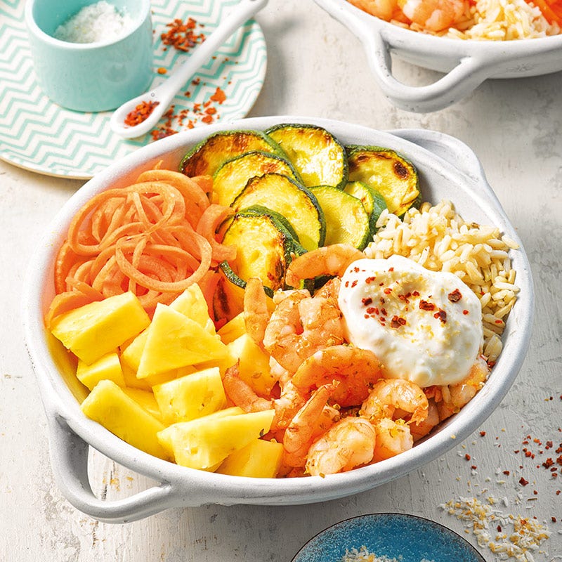 Crevetten-Bowl mit Kokosdressing