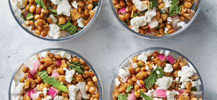 Lentil, chickpea and goat's cheese salad