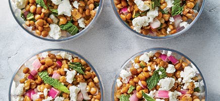 Lentil, chickpea and goat's cheese salad
