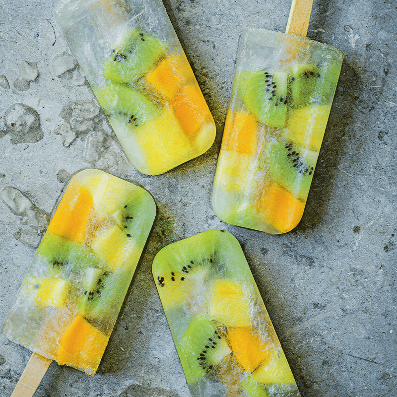 Tropical fruit and wine popsicles