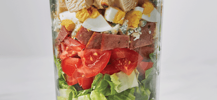 Mason jar cobb salad with blue cheese