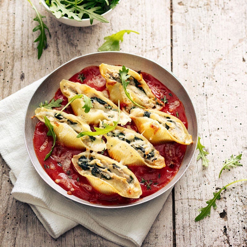 Conchiglioni farcis aux épinards et à l'artichaut