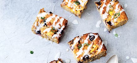 Mango, blueberry and lime bake