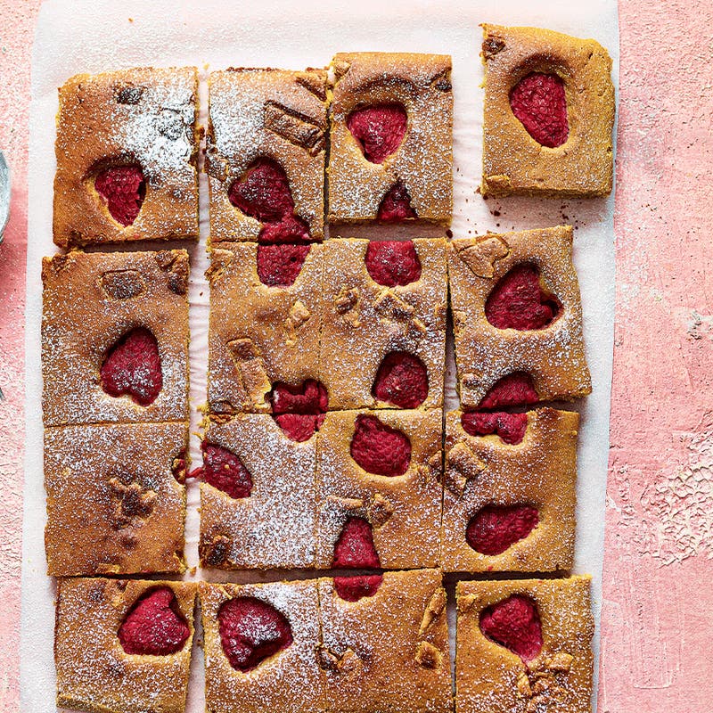 Raspberry blondies