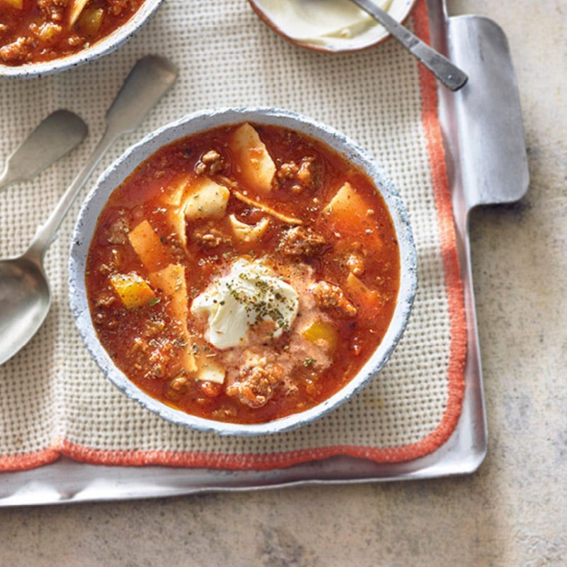 Schnelle Lasagnesuppe mit Tatar