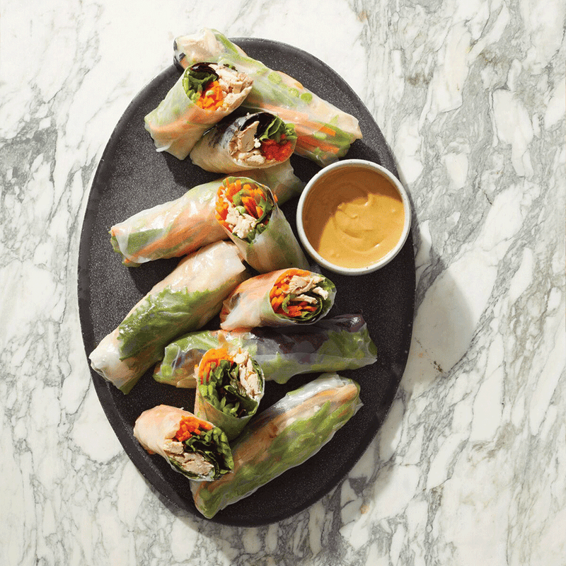 Chicken and veggie summer rolls