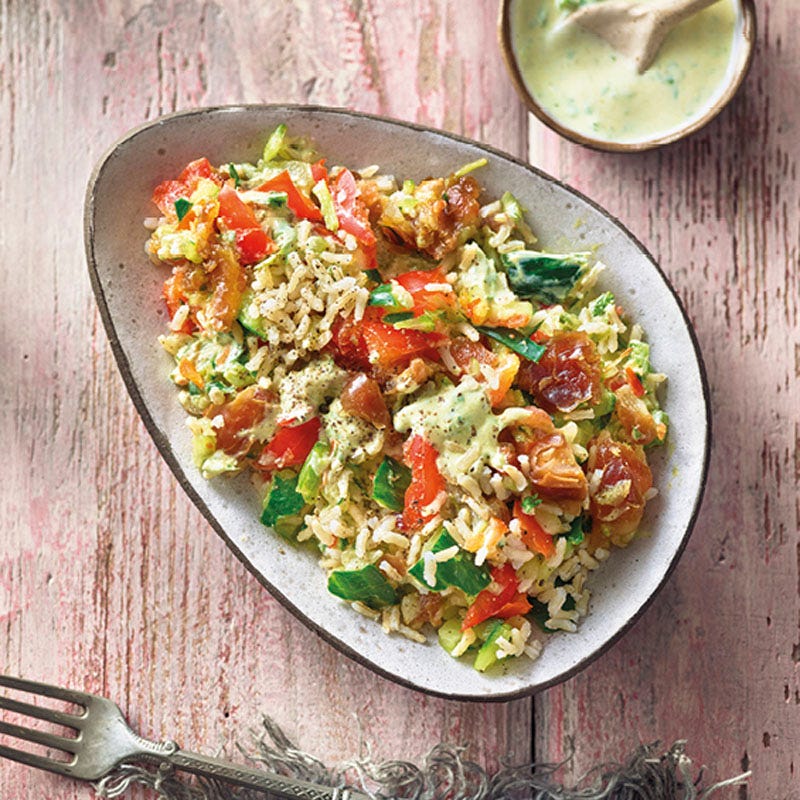 Gemüse-Reis-Salat mit Datteln