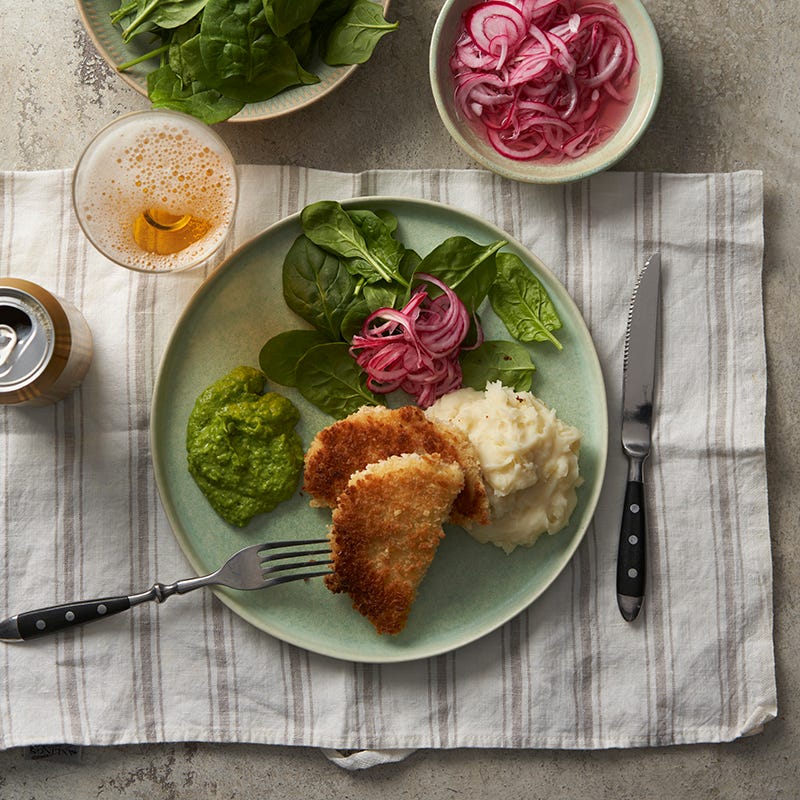 ViktVäktarna - Panerad rotselleri med potatispuré och ärtsås