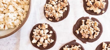 Chocolate Disks with Cinnamon Popcorn