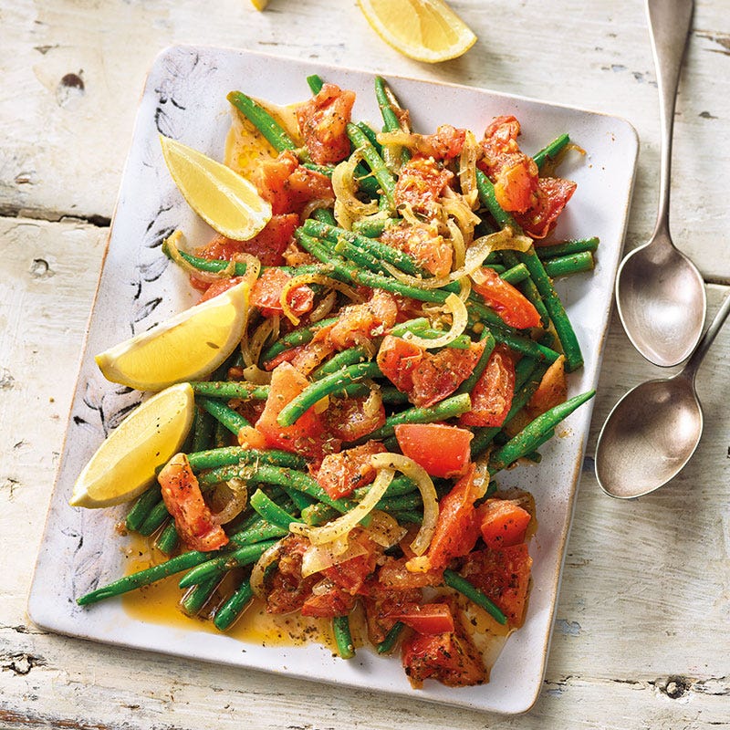 Geschmorte grüne Bohnen mit Zitrone & Tomaten