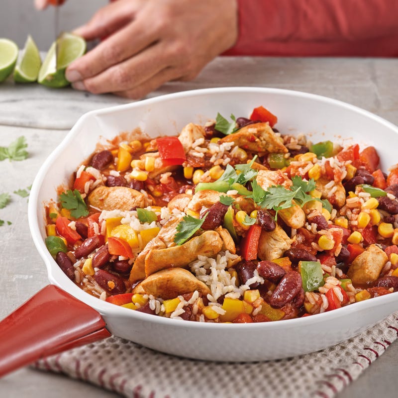 Foto van Mexicaans rijstpannetje met kip door WW