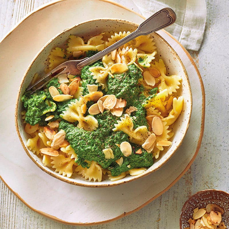 Farfalle mit Spinat-Frischkäse-Sauce
