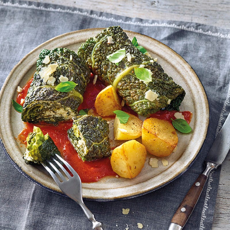 Kohlrouladen mit Spinat-Ricotta-Füllung