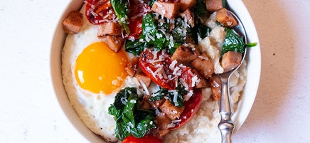 Savory Italian oatmeal breakfast bowl