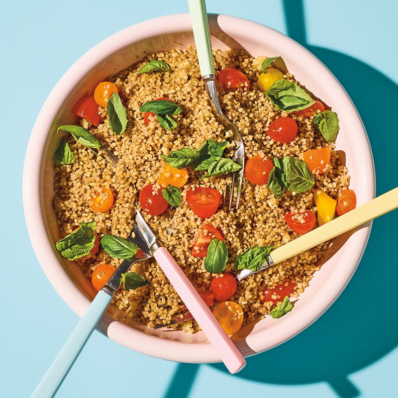 Couscous mit Schokolade und Basilikum