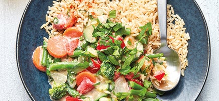 Cremige Gemüsepfanne mit Cashews