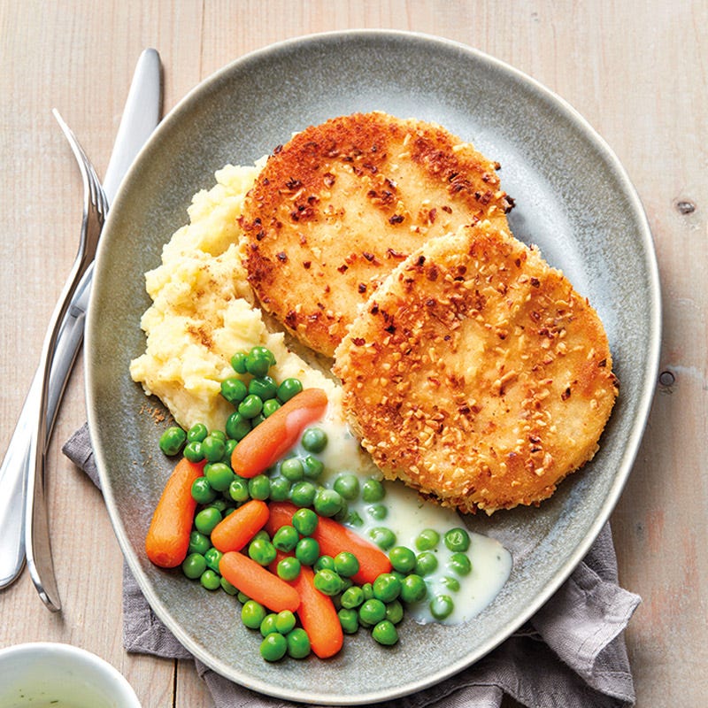 Sellerieschnitzel mit Kartoffelstampf